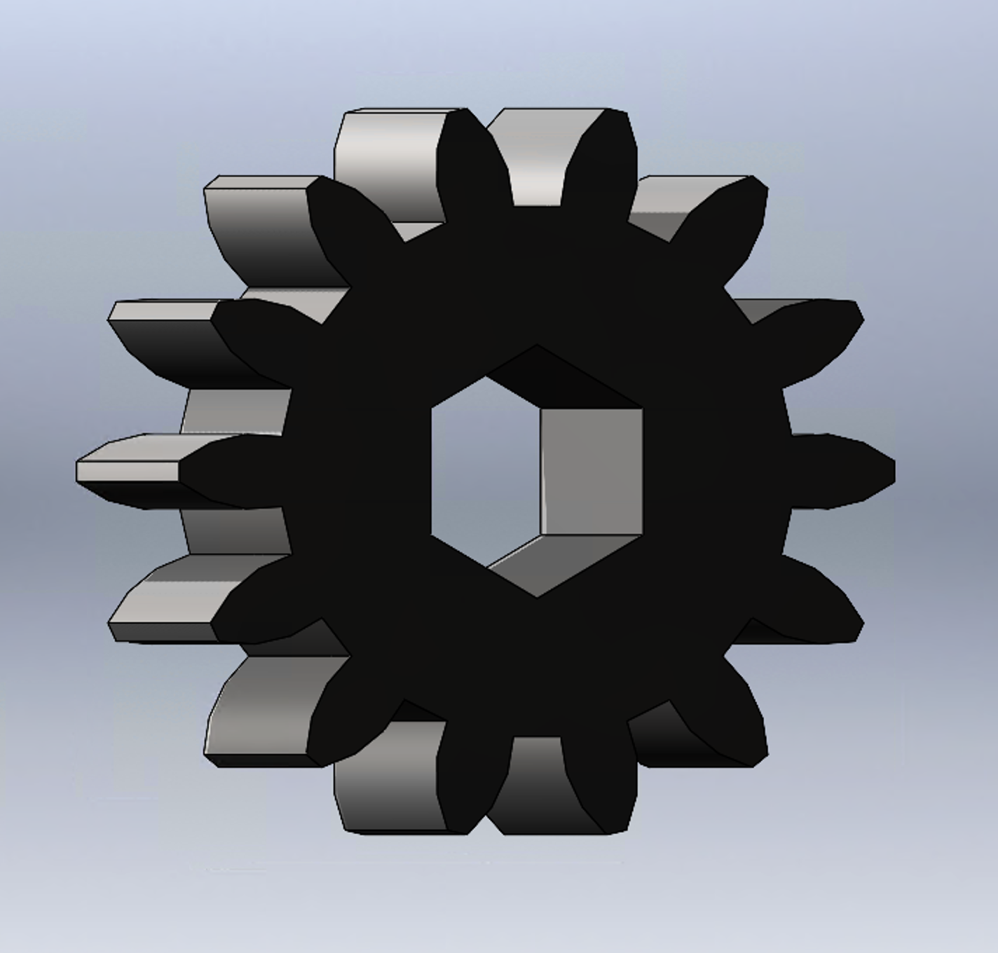CAD model of a small 14-tooth spur gear